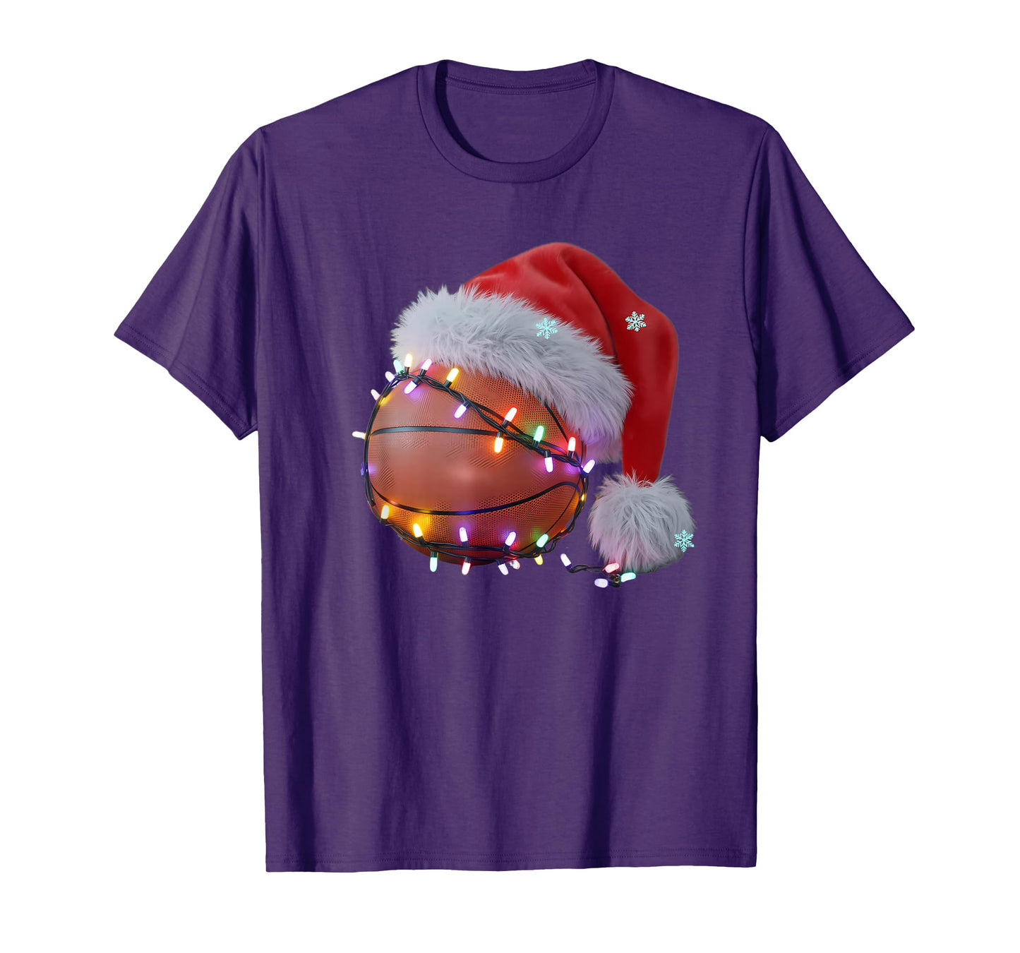 Christmas Basketball Santa Hat Funny Holiday T-Shirt