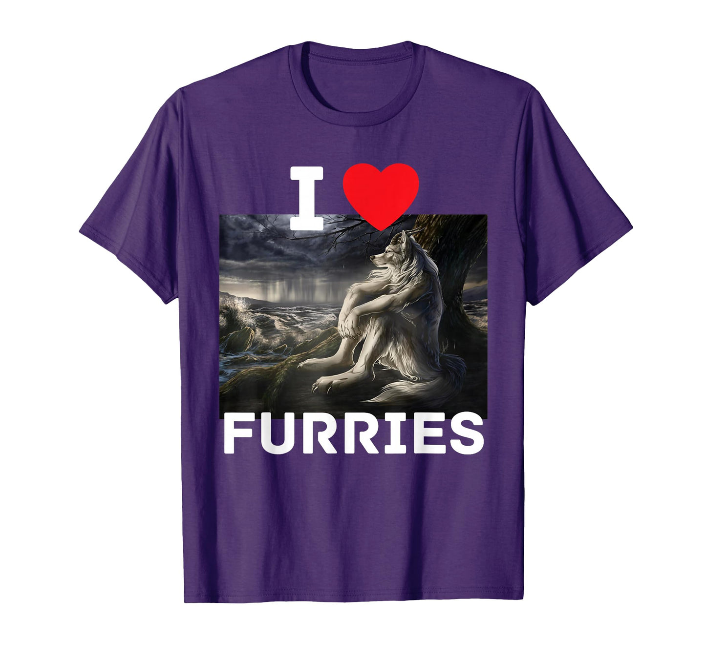 I Heart Furries Funny Cringe Furry Alpha Werewolf Wolf Meme T-Shirt