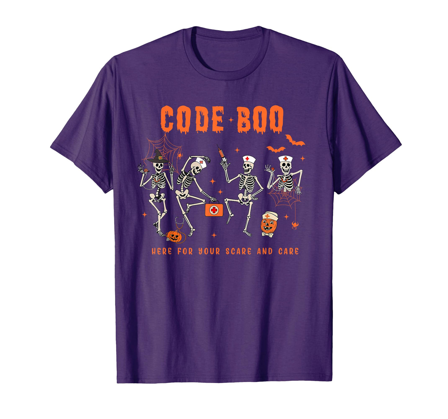 Code Boo Here for Your Scare and Care Nursing Halloween T-Shirt