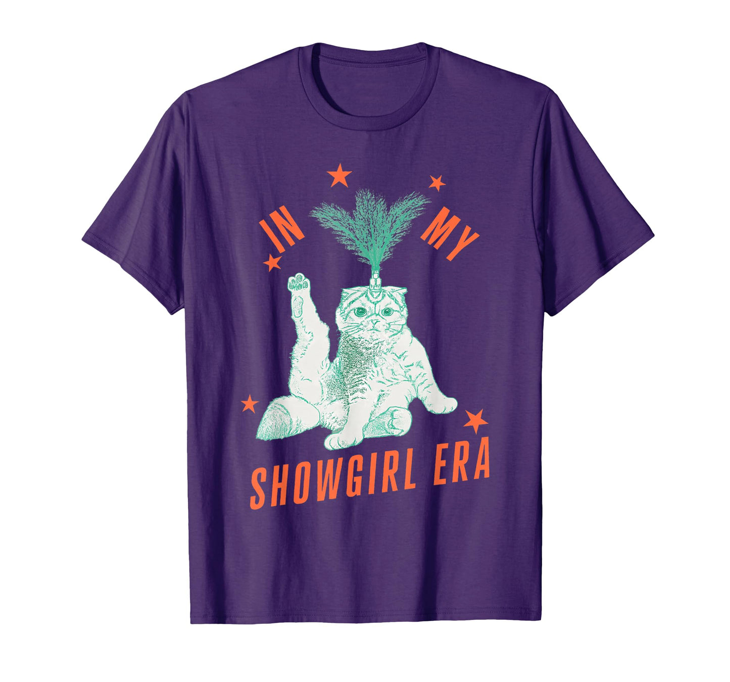 Funny Cat in Showgirl Costume Retro Humor T-Shirt