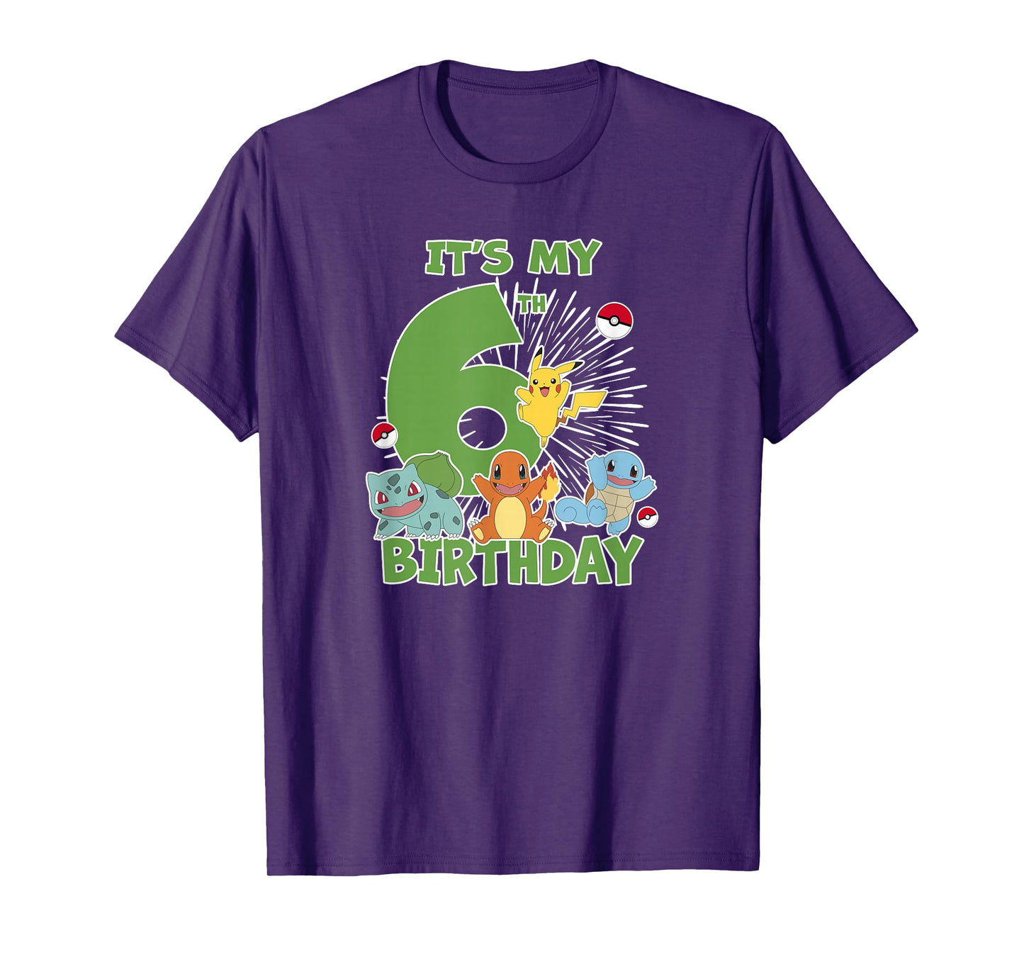 Pokémon It's My 6th Birthday Kanto Starters Celebration T-Shirt