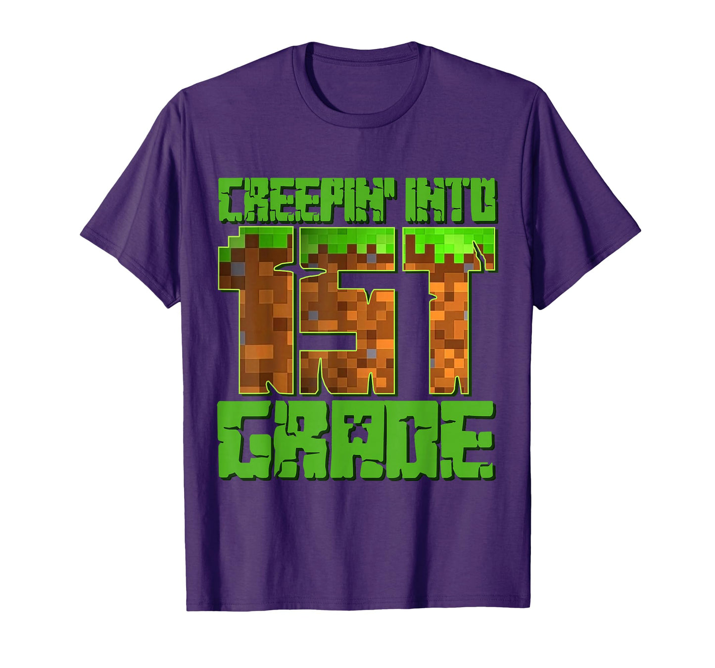 Creepin’ Into 1st Grade Kids Boy Gamer Pixel Back to School T-Shirt