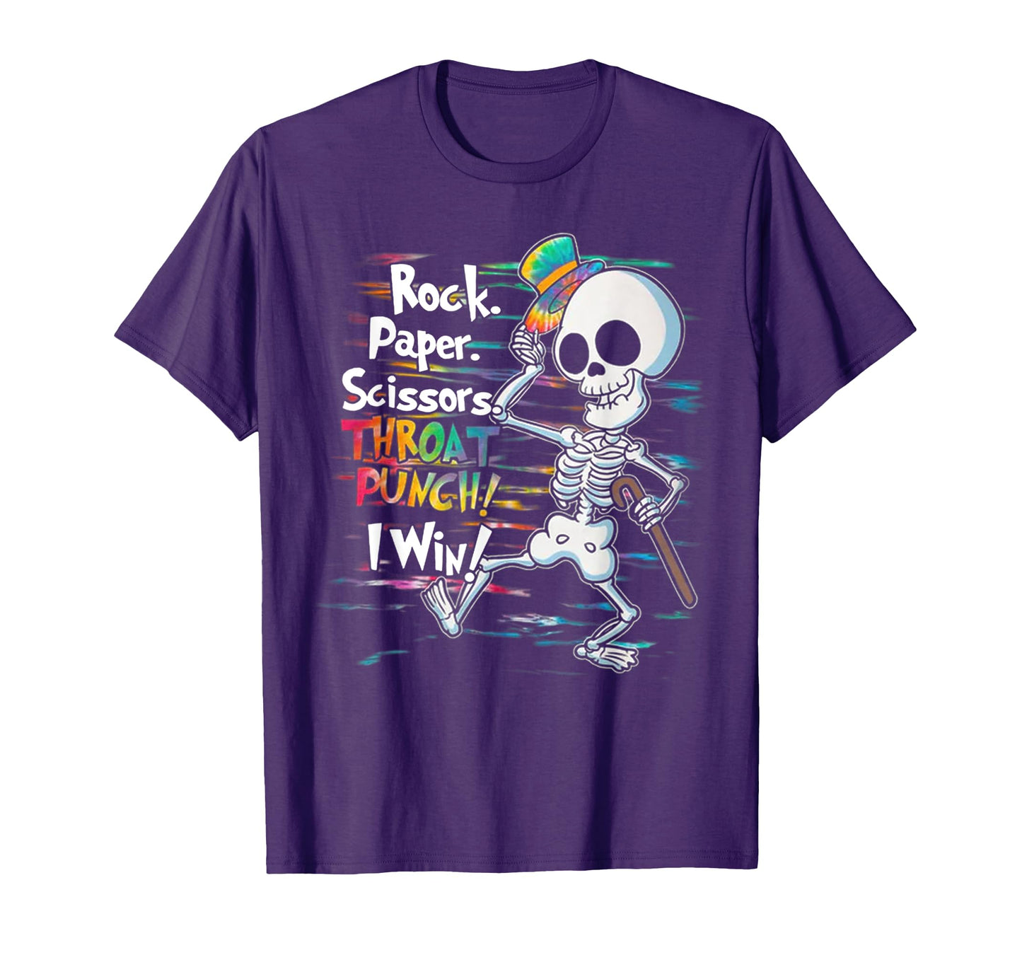 Rock Paper Scissors Throat Punch I Win Funny Skull Skeleton T-Shirt