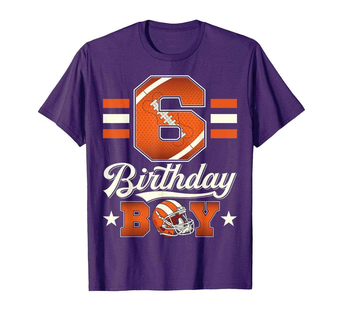 Six 6th Birthday Boy Football 6 Year Old Sports Party T-Shirt
