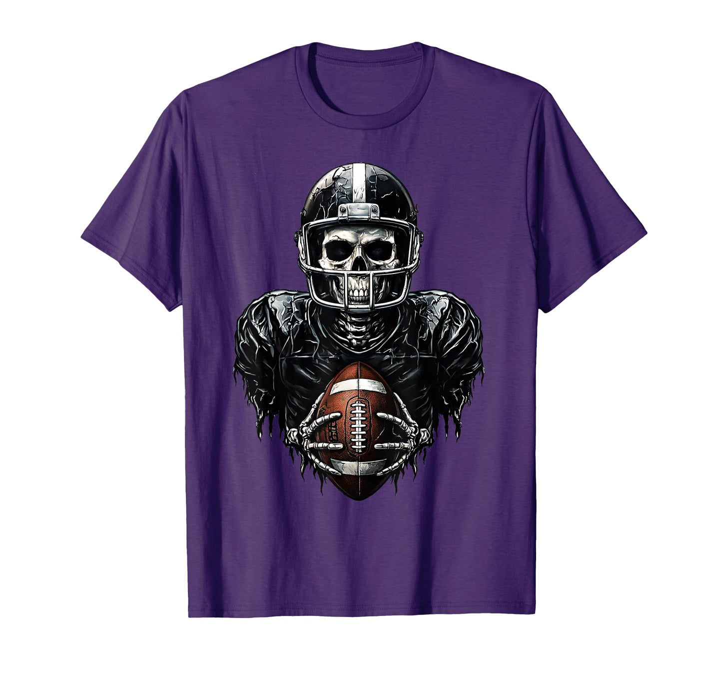 Halloween Skeleton Football Player Spooky Sports Graphic T-Shirt