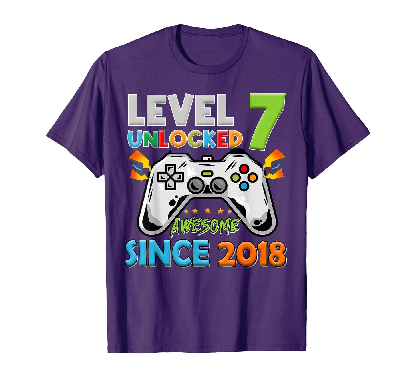 7th Birthday Boy Level 7 Unlocked Awesome Since 2018 T-Shirt