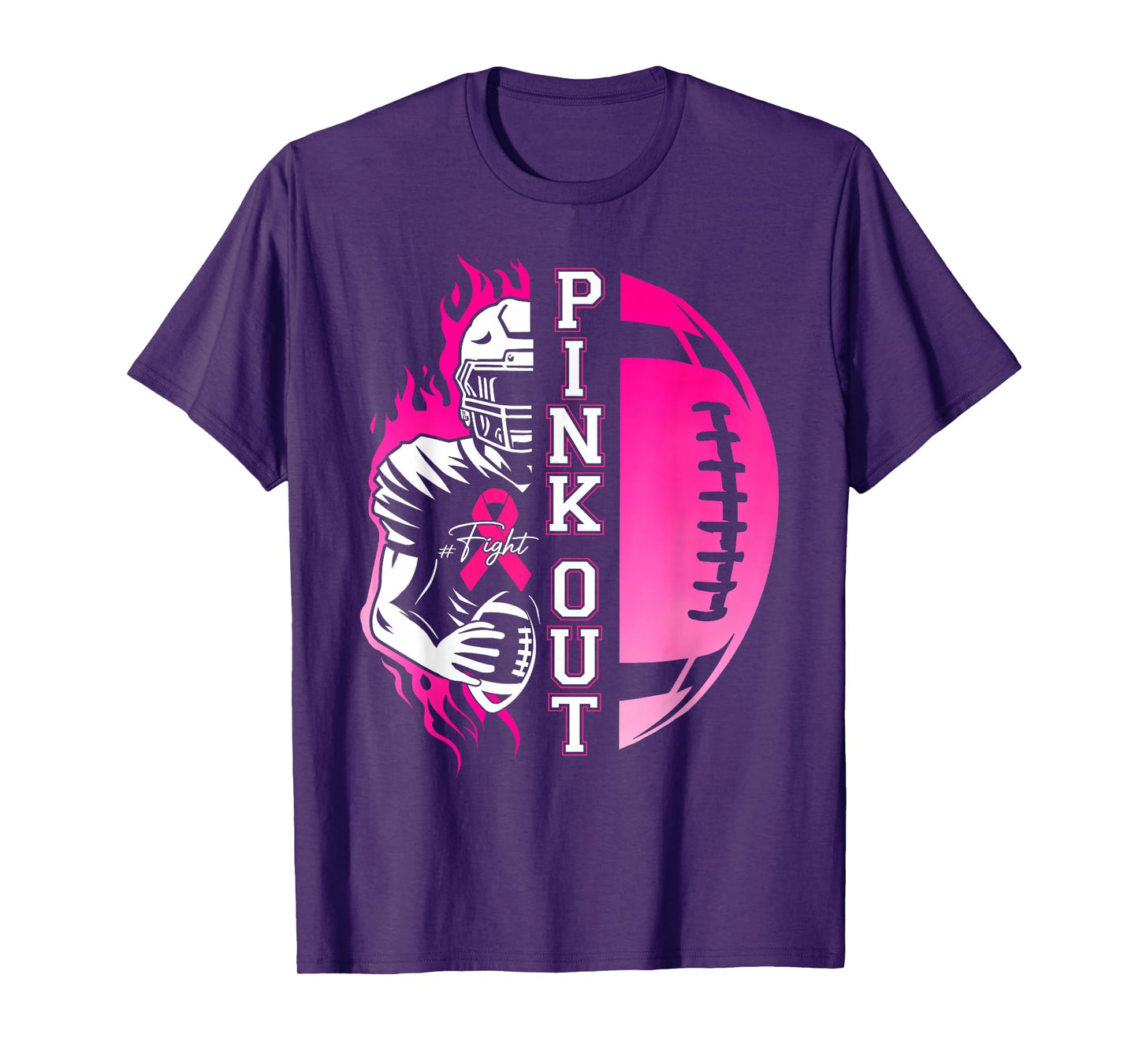 Football Pink Out Team Breast Cancer Awareness Month Womens T-Shirt
