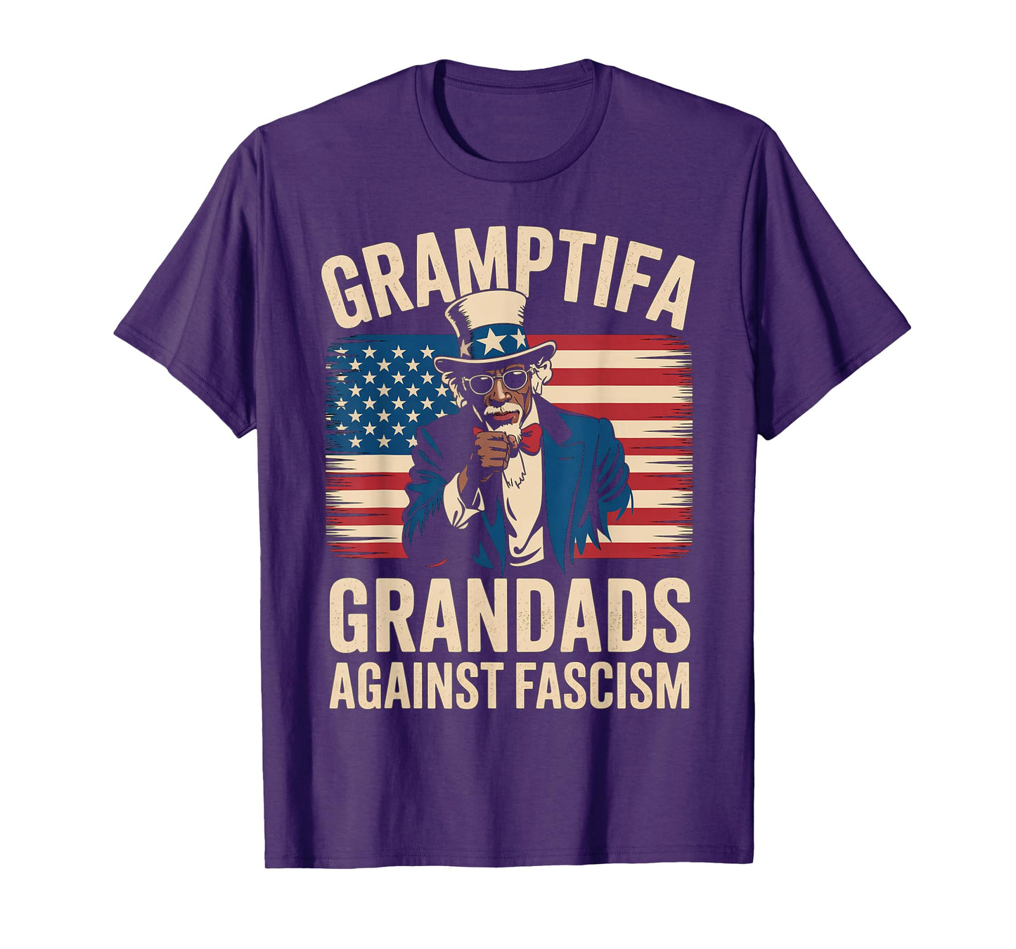 Gramptifa Black Grandad Against Fascism Flag Resist No Kings T-Shirt