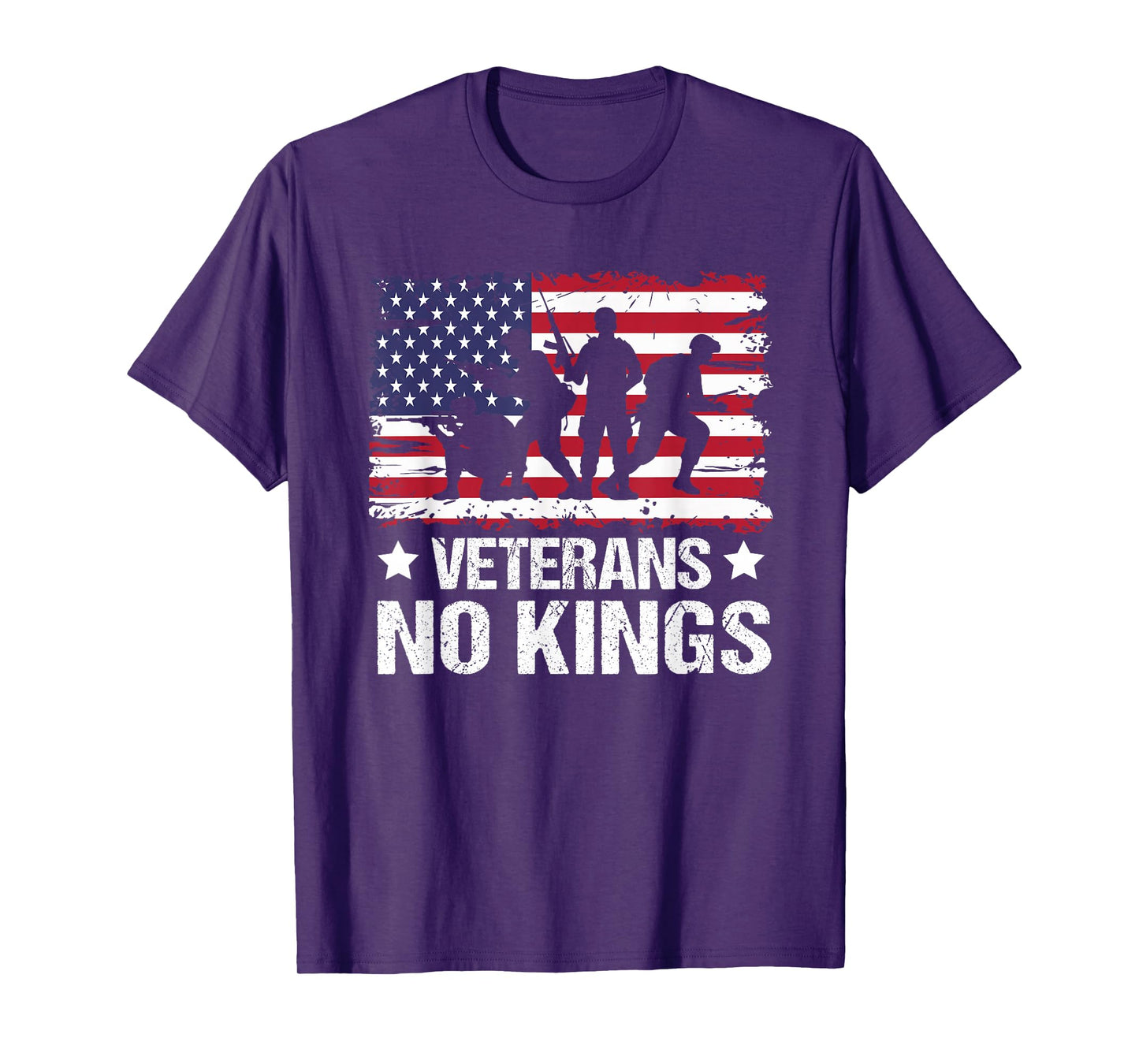 Veterans No Kings Vintage Military America Flag Veterans Day T-Shirt