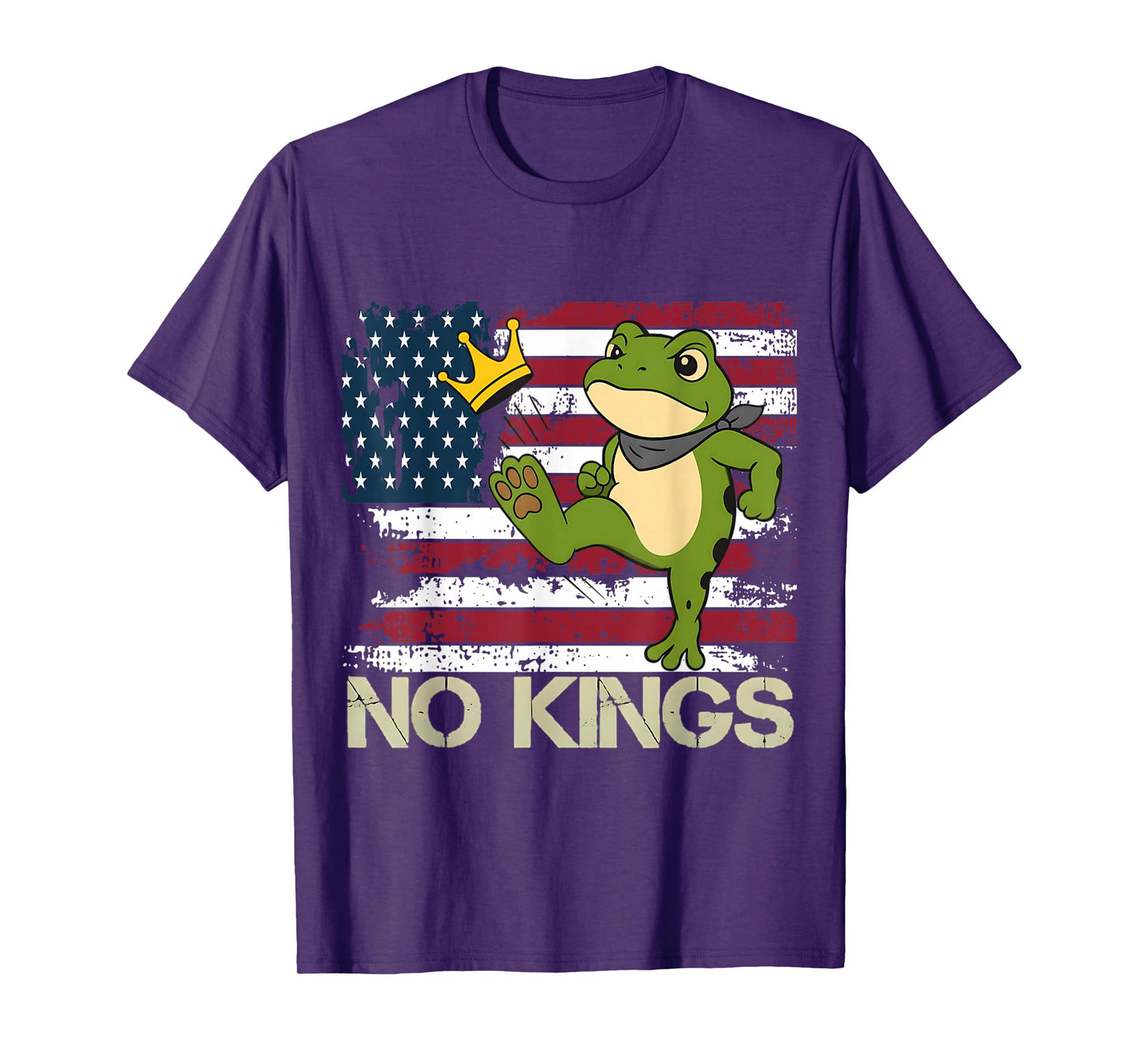 Frog No Kings Veterans No Kings in America Flag Men Women T-Shirt