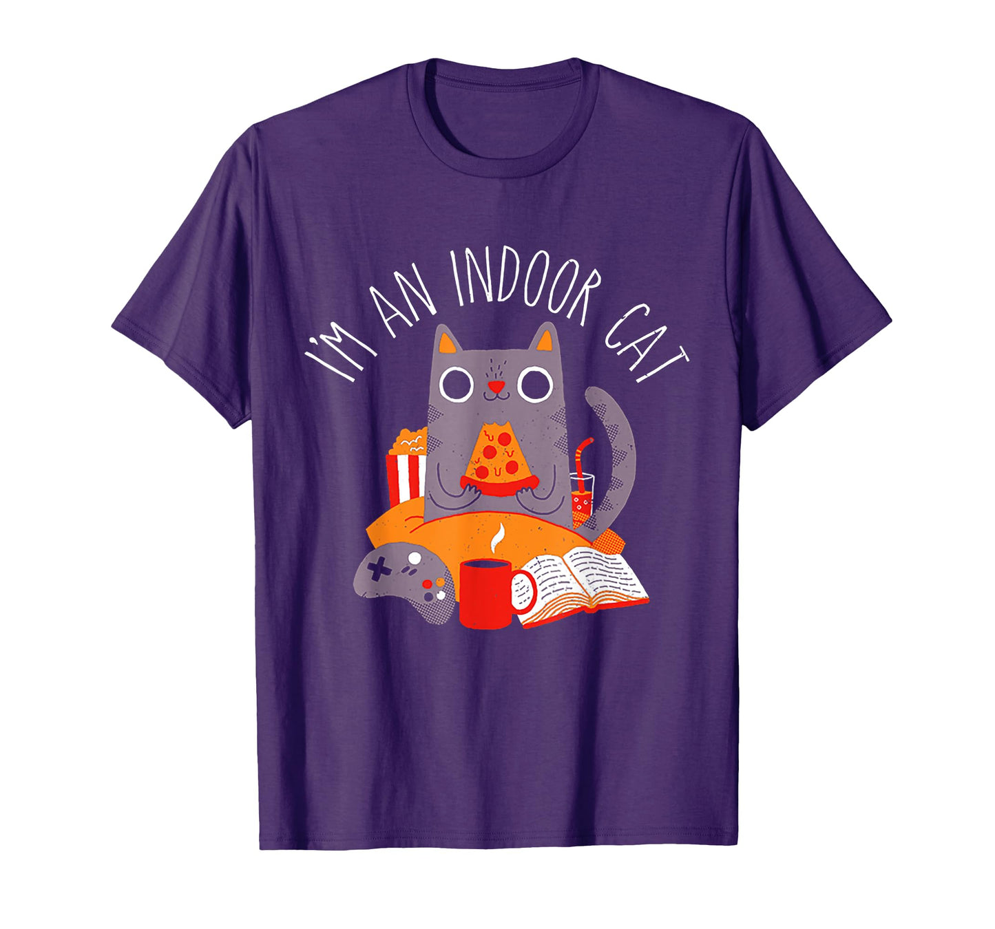 I'm An Indoor Cat Funny Reading Coffee Gaming Cat Person Tee Men Women T-Shirt