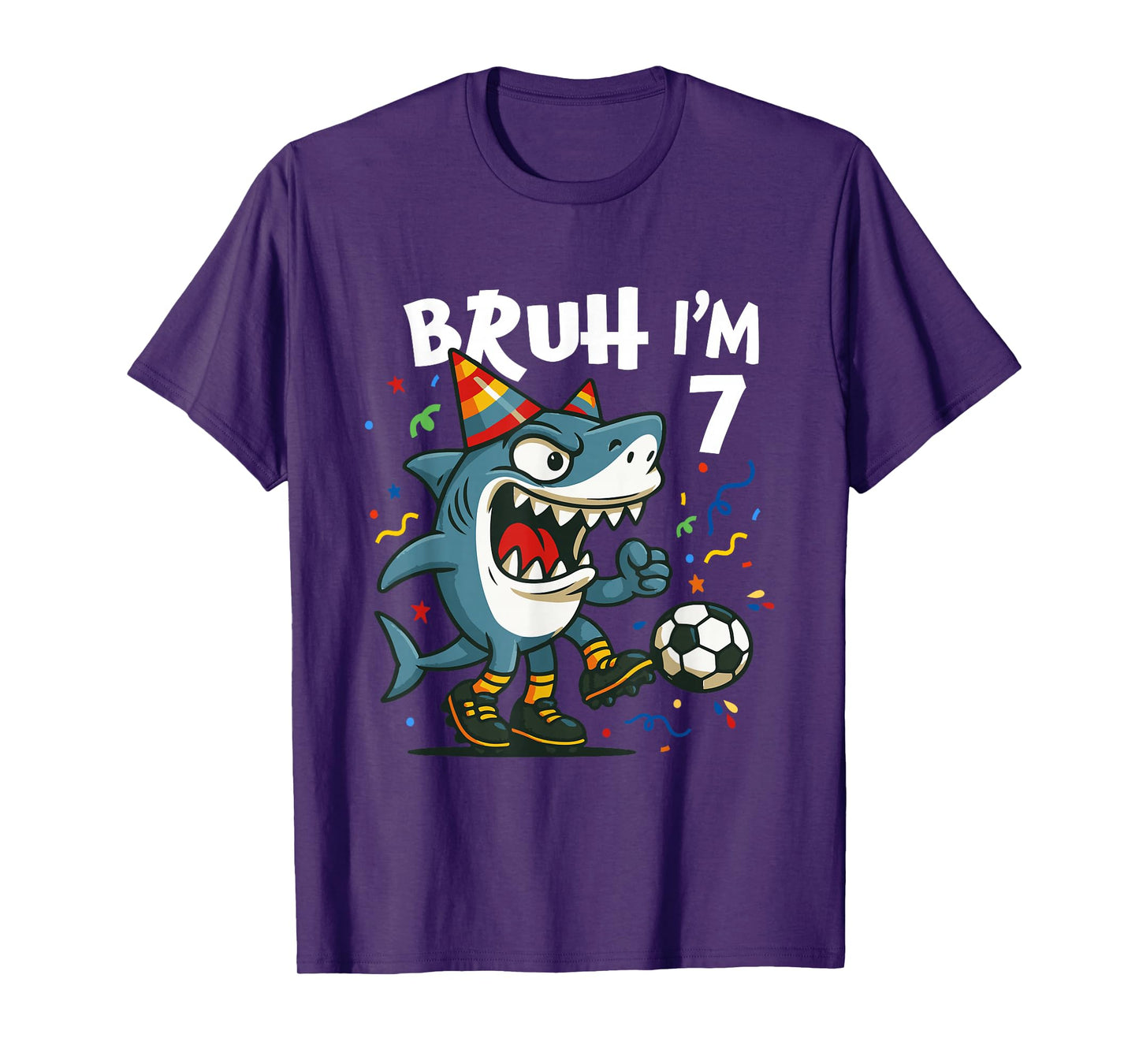 Tralalero Tralala Italian Brain Red Soccer 7th Birthday T-Shirt