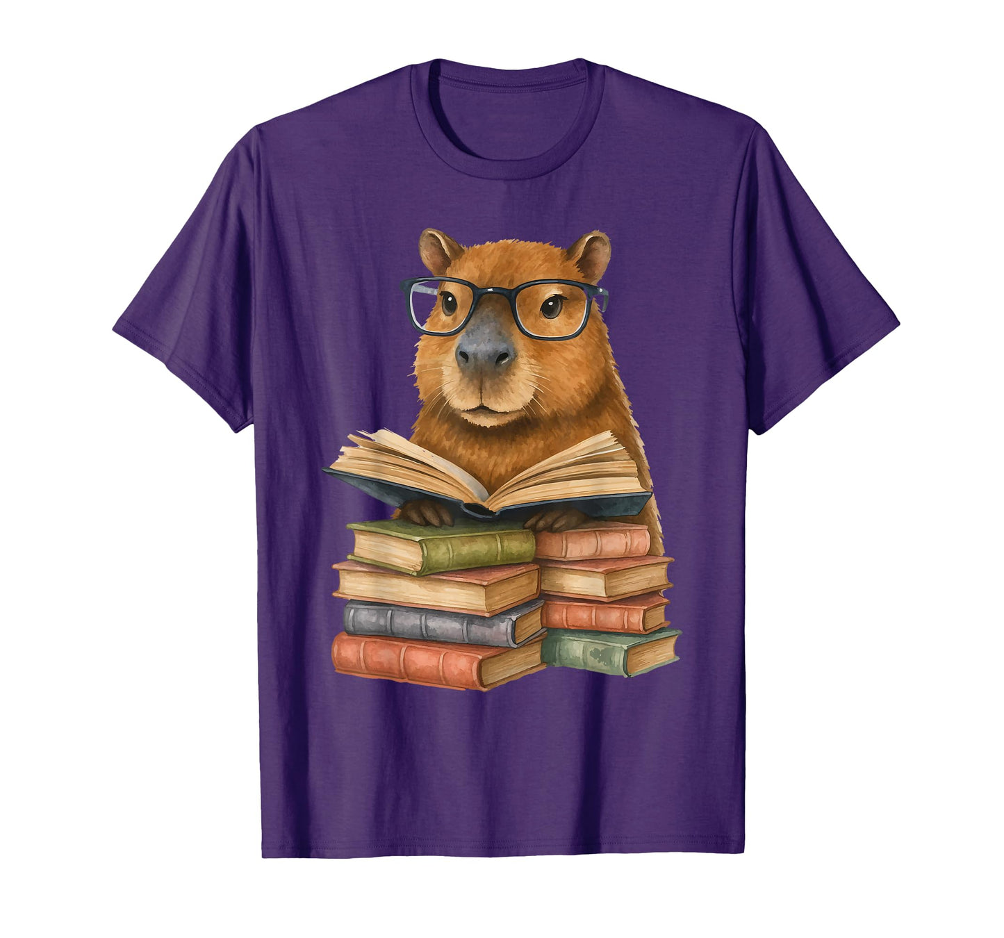 Cute Capybara Reading Books Funny Animal Capybara Bookworms T-Shirt