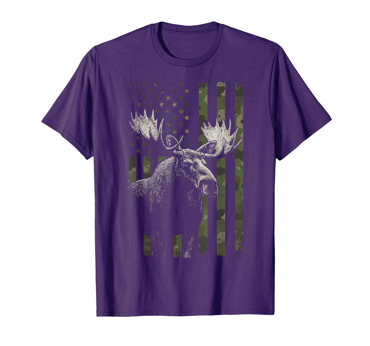Moose USA Flag Alaska Wildlife T-Shirt