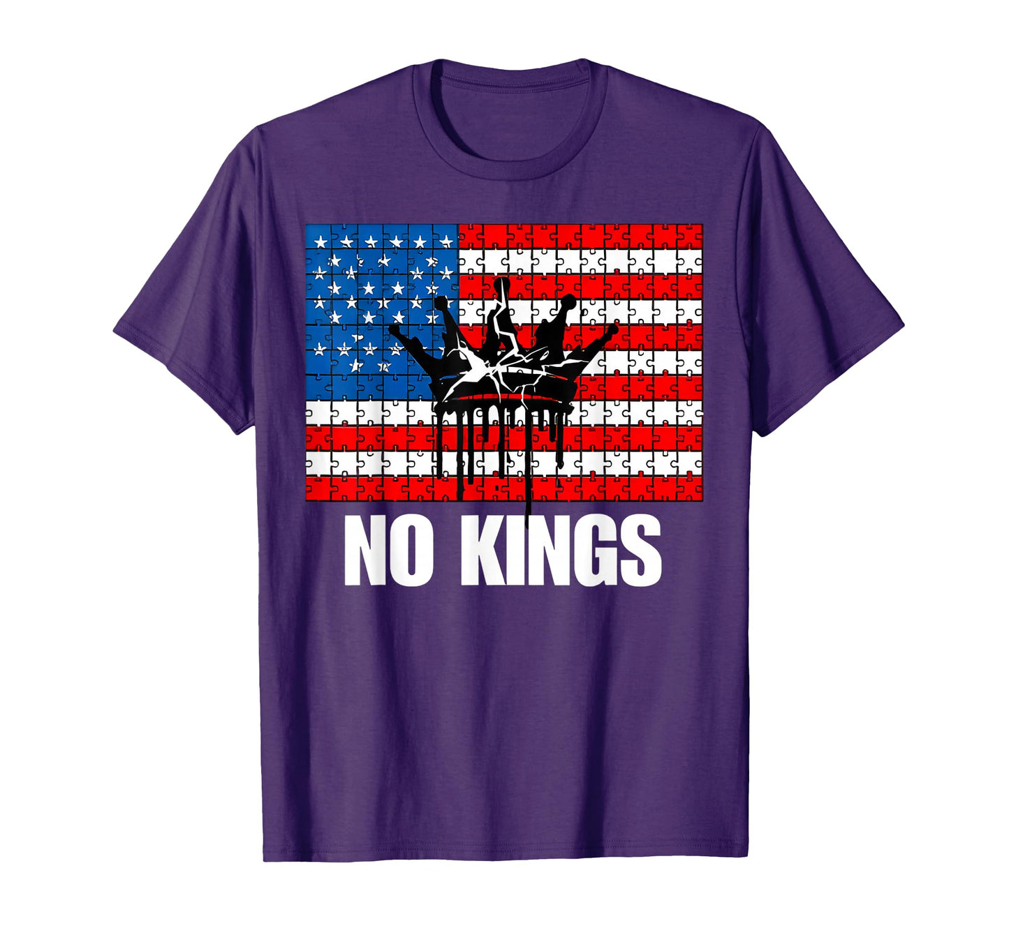 No Kings Shirt No Kings USA Flag Puzzle Piece T-Shirt