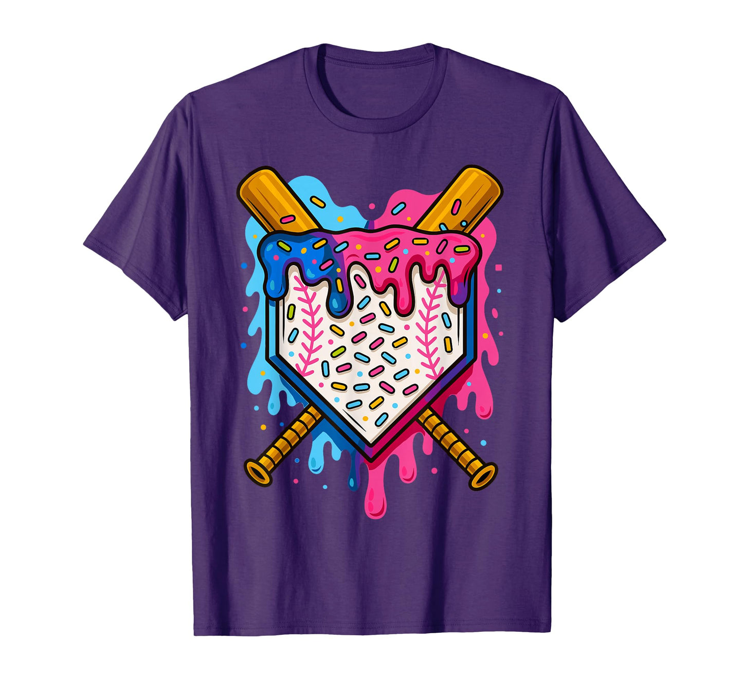 Baseball Boys Ice Cream Drip Baseball T-Shirt