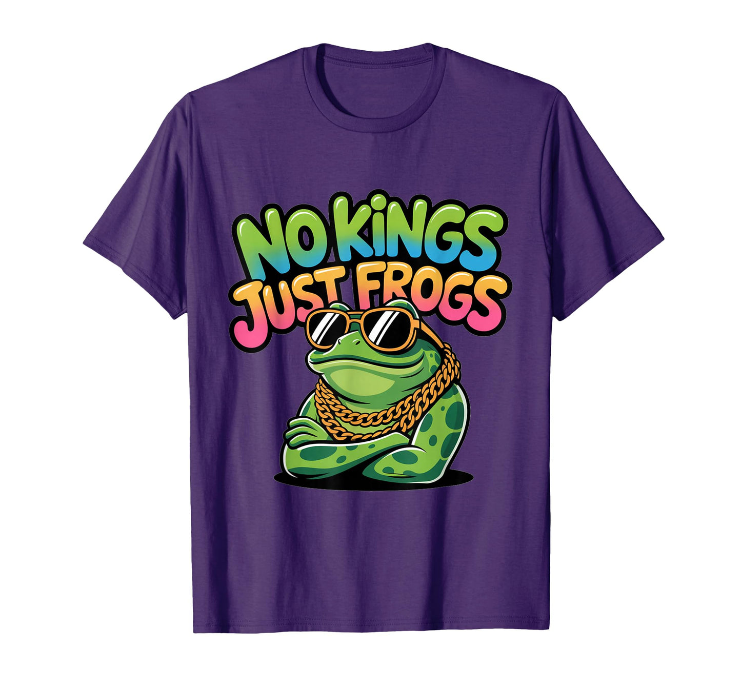 No Kings Just Frogs Cool Frog Protest Sunglasses Rebellion T-Shirt