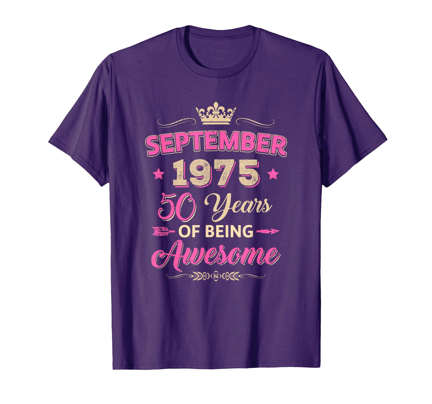 September 1975 50 Years of Being Awesome Retro 50Th Birthday T-Shirt