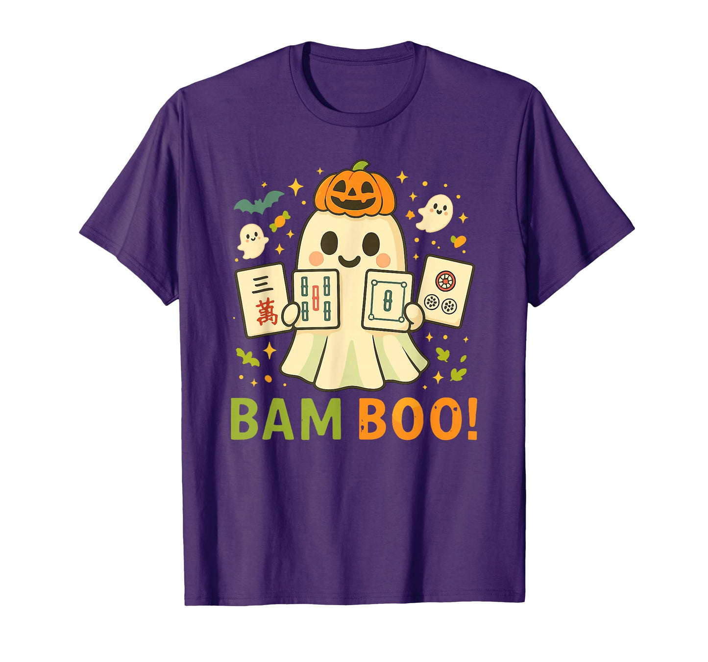 Halloween Ghost Playing Mahjong Spooky Boo Funny Costume T-Shirt
