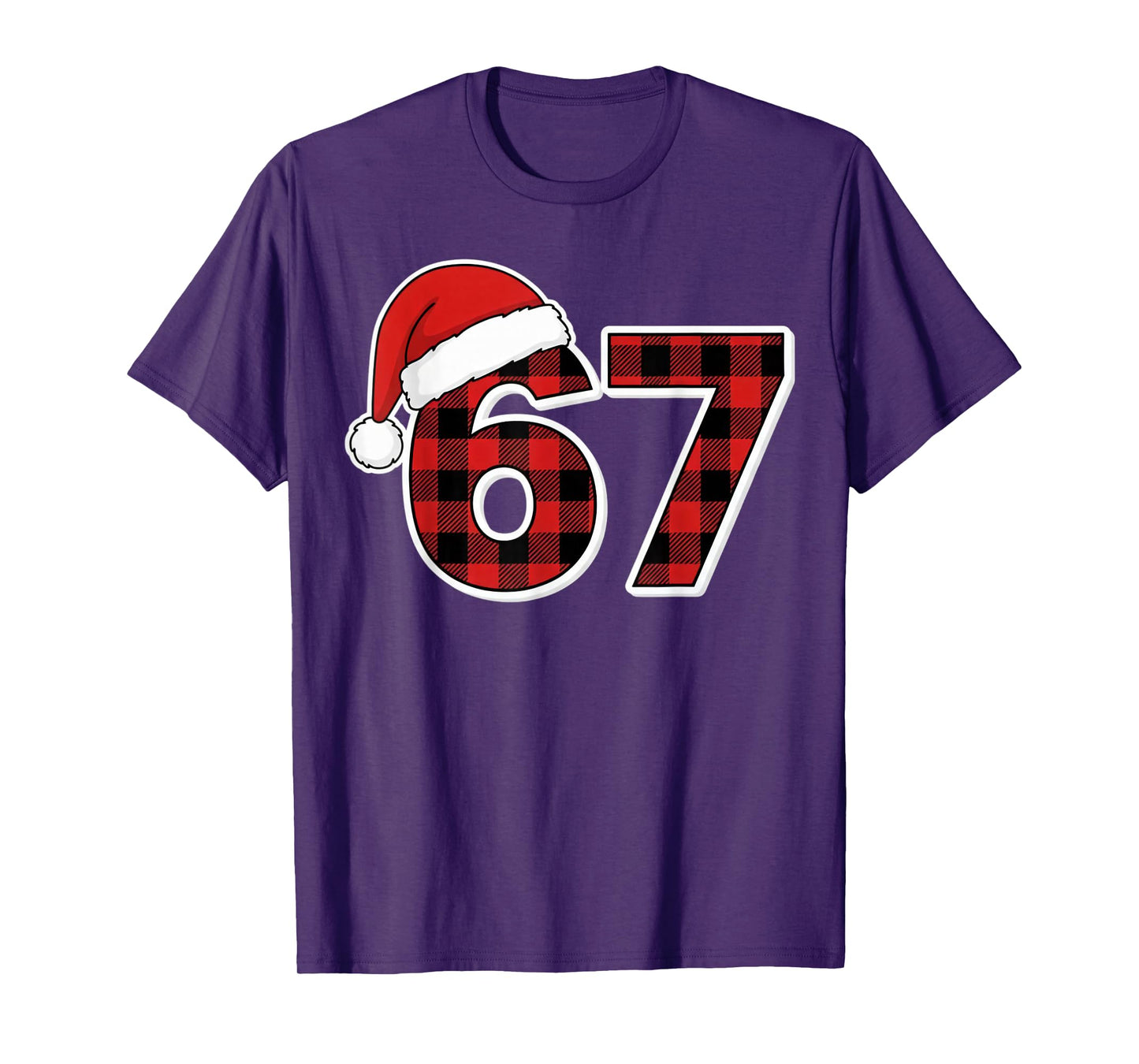 67 Meme Funny Christmas Red Plaid Xmas Pajamas Slang Kids T-Shirt