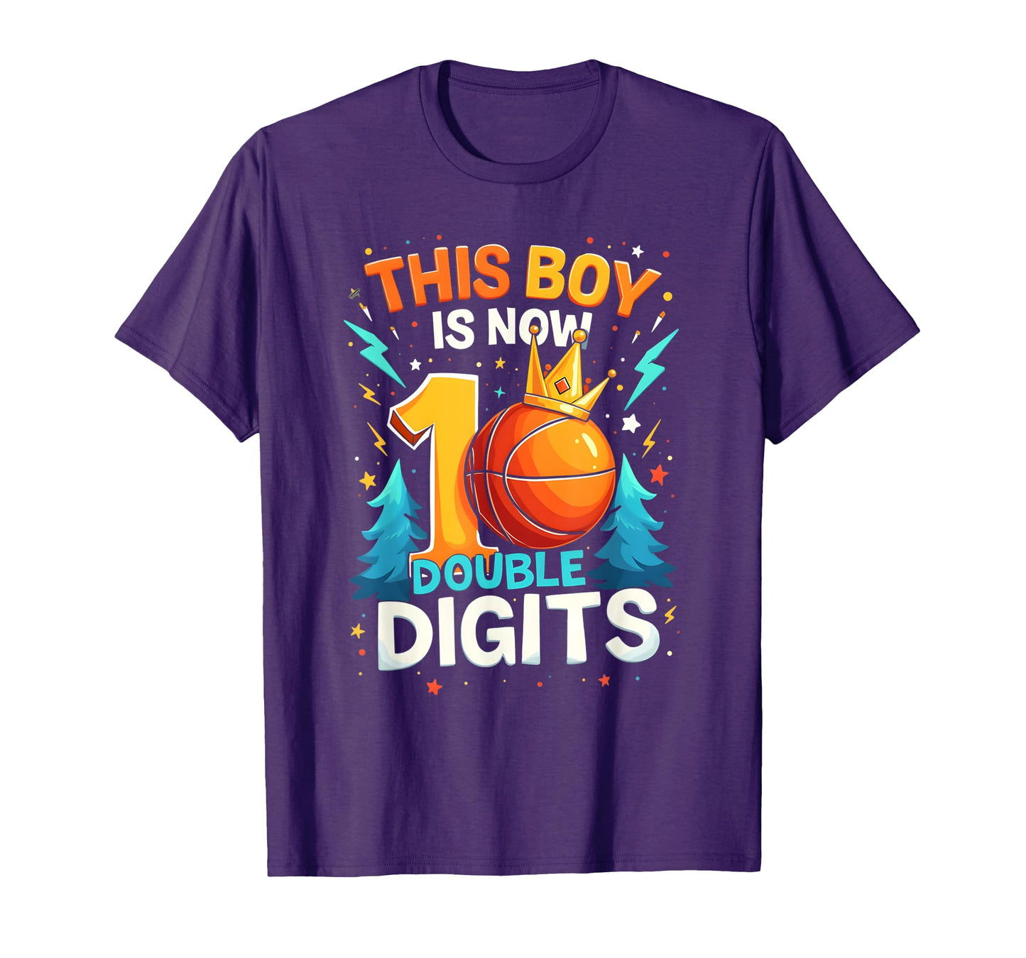 Double Digits Basketball Birthday Boy 10 Year Celebration T-Shirt