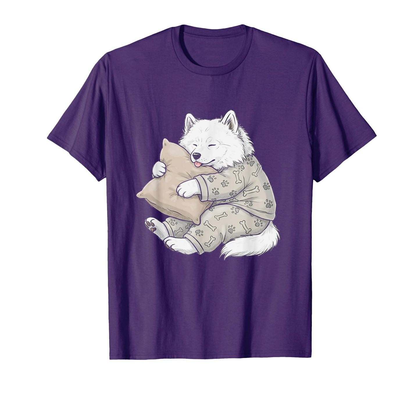 Funny Sleepy Samoyed Pajama Men Women Kids T-Shirt