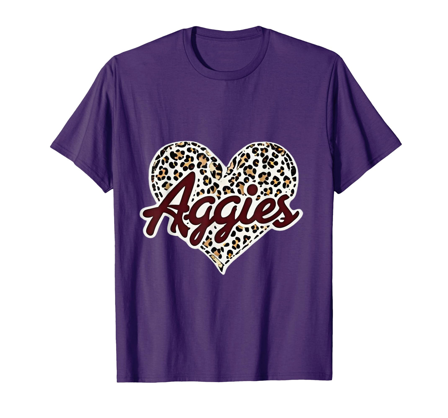 Aggies Love Leopard Heart Fashion Tee for Students T-Shirt