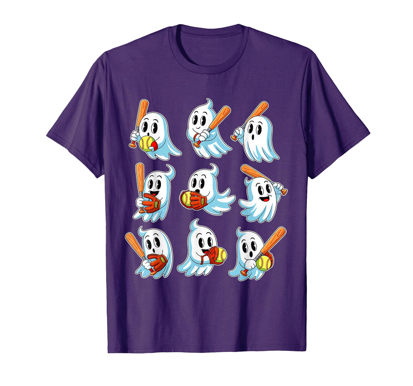 Boo Ghost Halloween Softball Happy Halloween Softball Lover T-Shirt