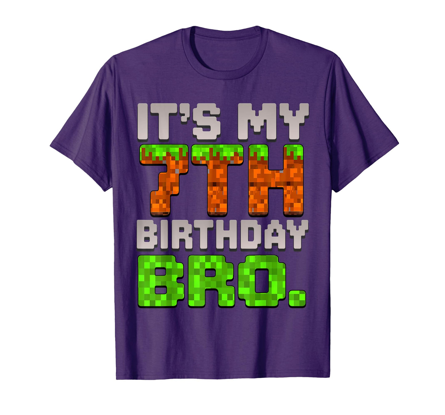 Kids Boy It's My 7th Birthday Bro Video Game Pixel T-Shirt