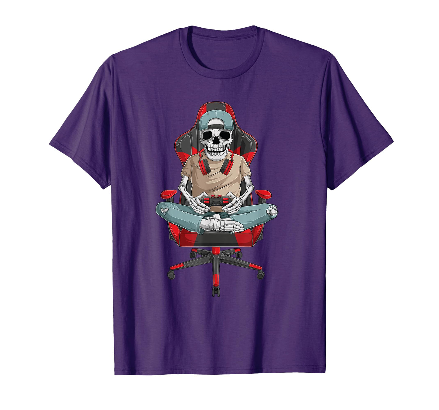 Halloween skeleton gamer video gaming boys men kids teens T-Shirt