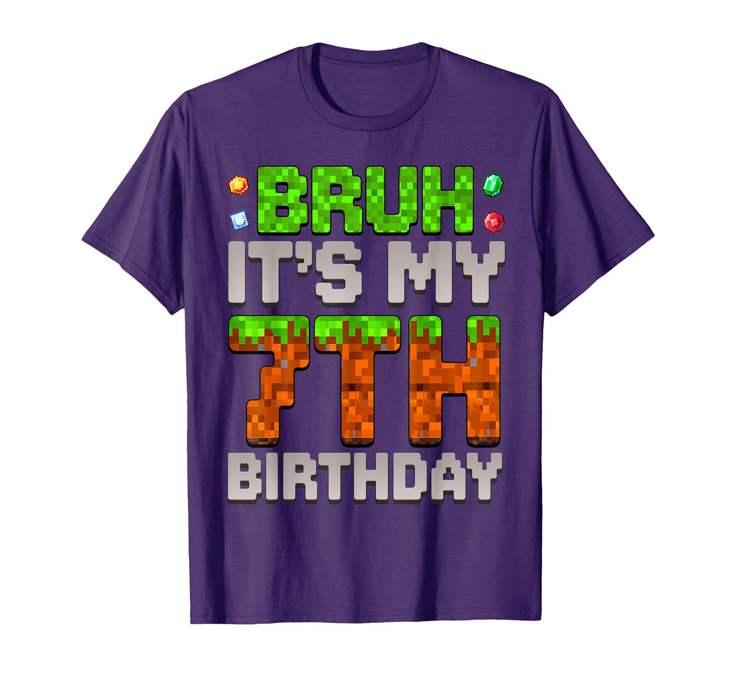 Funny Birthday Boy Bruh It's My 7th Birthday Gamer Pixel T-Shirt