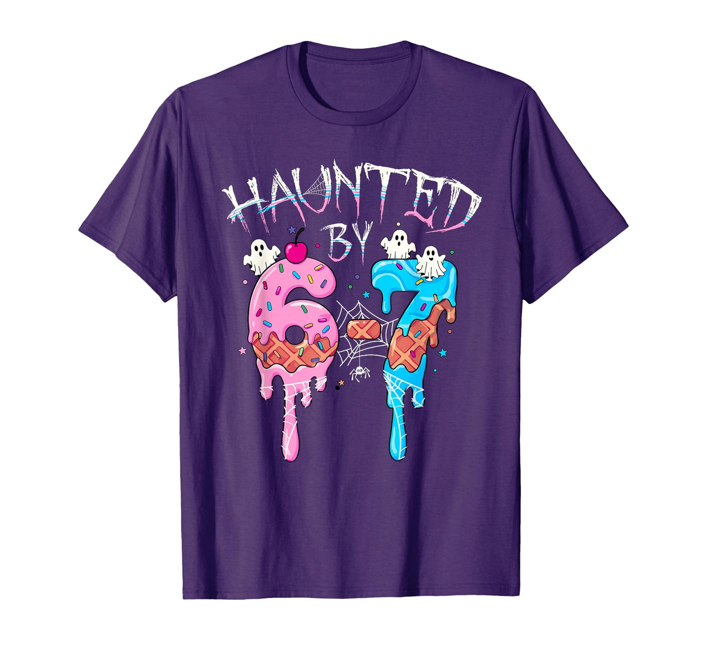 Haunted by 6 7 Halloween Ghost Gen Alpha Meme Ice Cream Drip T-Shirt