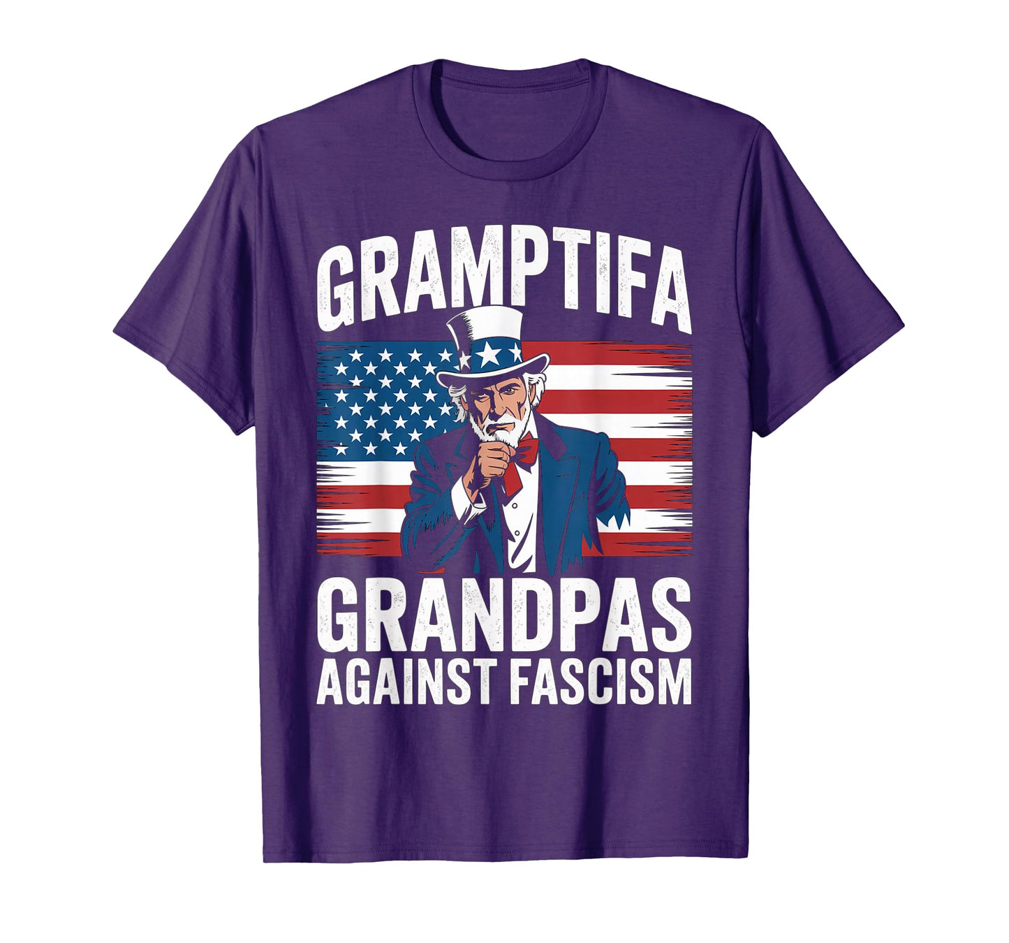 Gramptifa Grandpa Against Fascism Flag Resist No Kings Papa T-Shirt