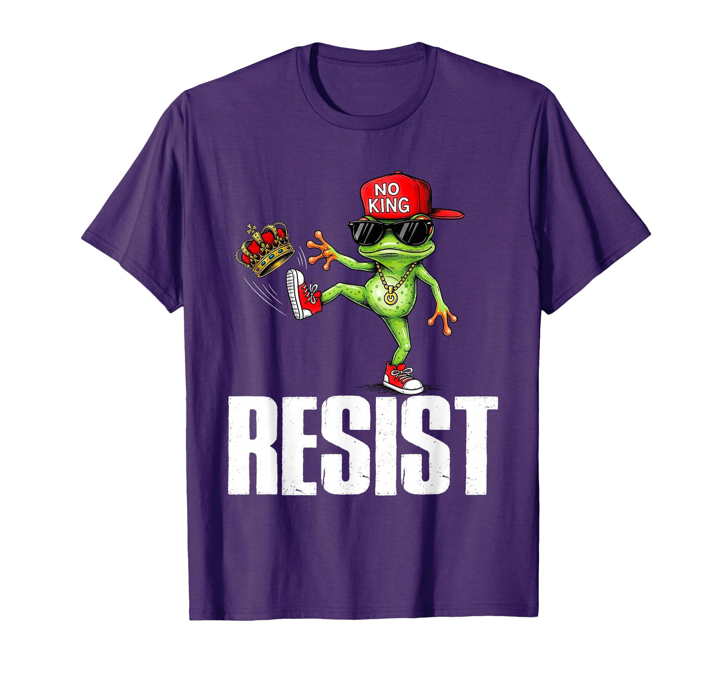 Vintage Cool Frog Resist No King Graphic Retro Streetwear T-Shirt
