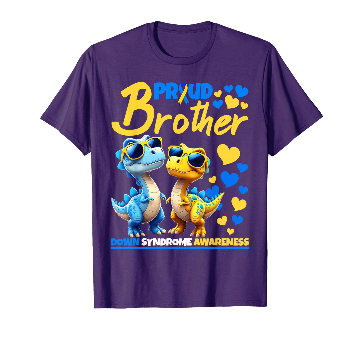 Proud Brother World Down Syndrome Awareness Dinosaur T21 T-Shirt