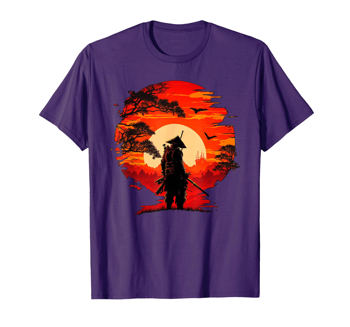 Vintage Japanese Samurai Fighter Martial Arts Retro Sunset T-Shirt