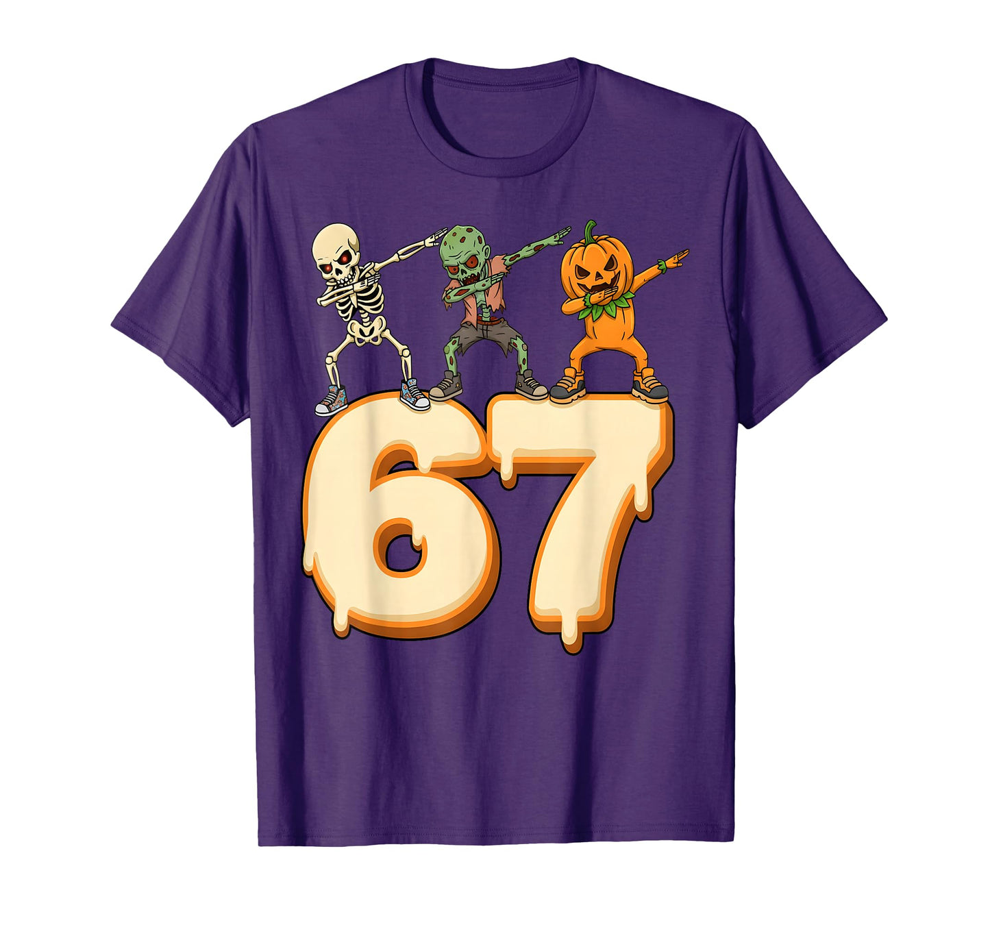 Six Seven Funny Kids Skeleton Gen Z Slang 67 Halloween Meme T-Shirt