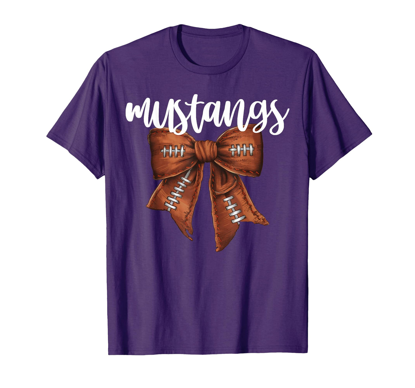 Mustangs Football Bow School Spirit Team Mascot Game Night T-Shirt