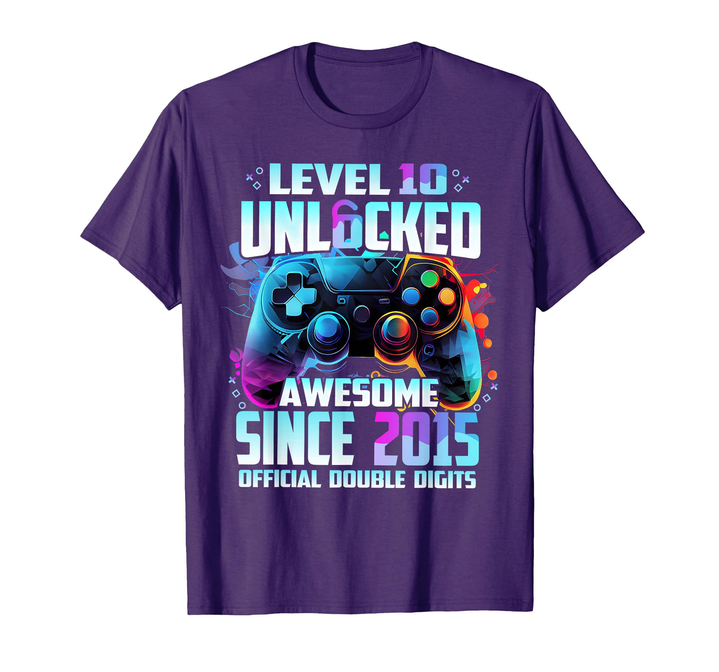 Level 10 Unlocked Awesome Since 2015 10th Birthday Gaming T-Shirt
