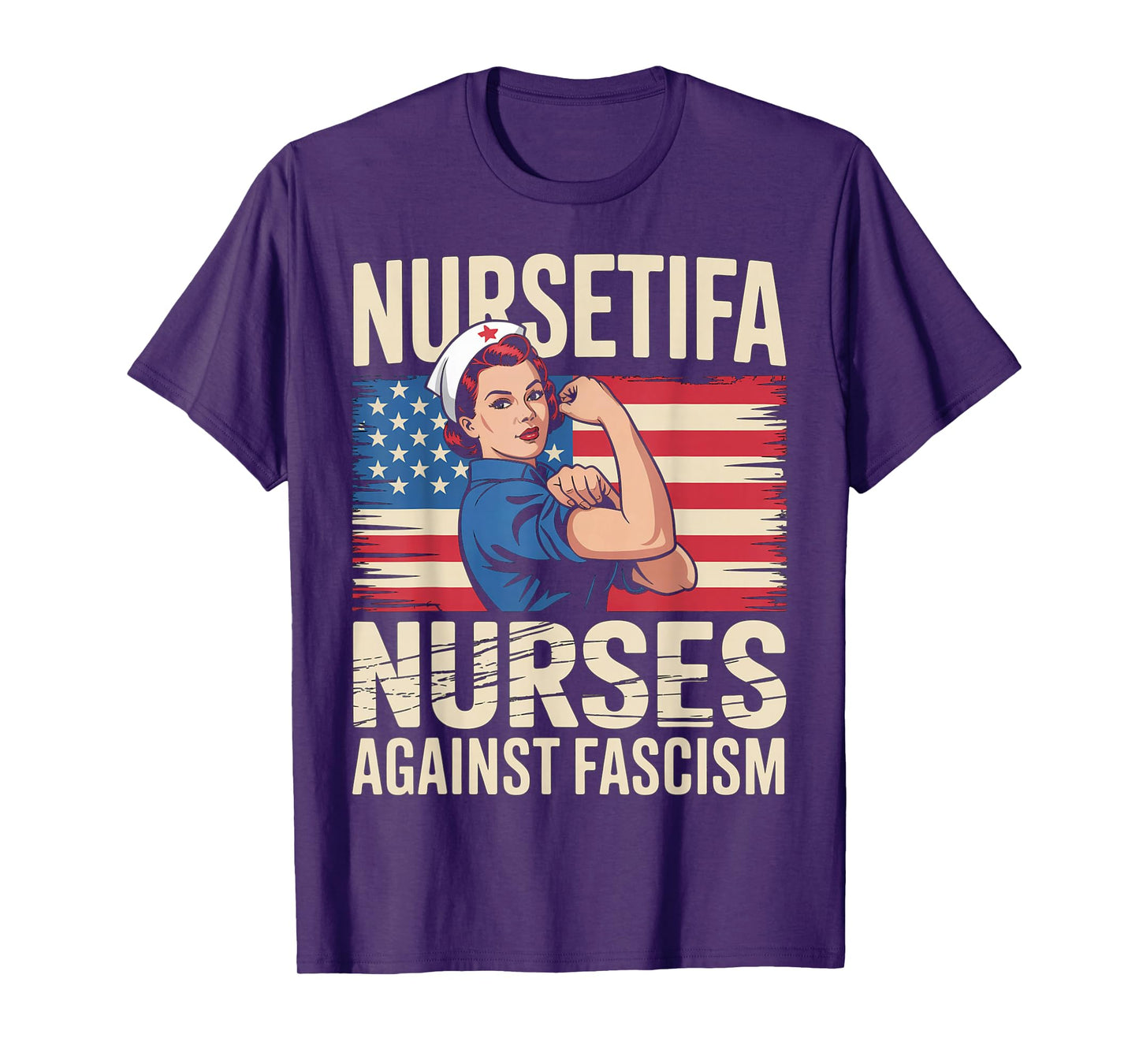 Nursetifa Nurse Against Fascism Flag Resist No Kings RN LPN T-Shirt