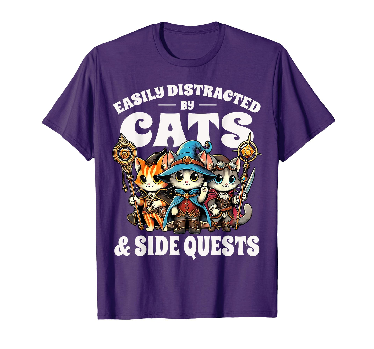 Nerdy Cat Adventures Side Quest Gamer Kitty Cats Men Women Kids T-Shirt