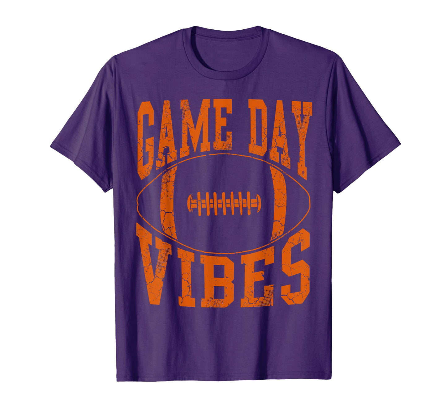 Game Day Vibes Orange Football Vintage Distressed T-Shirt