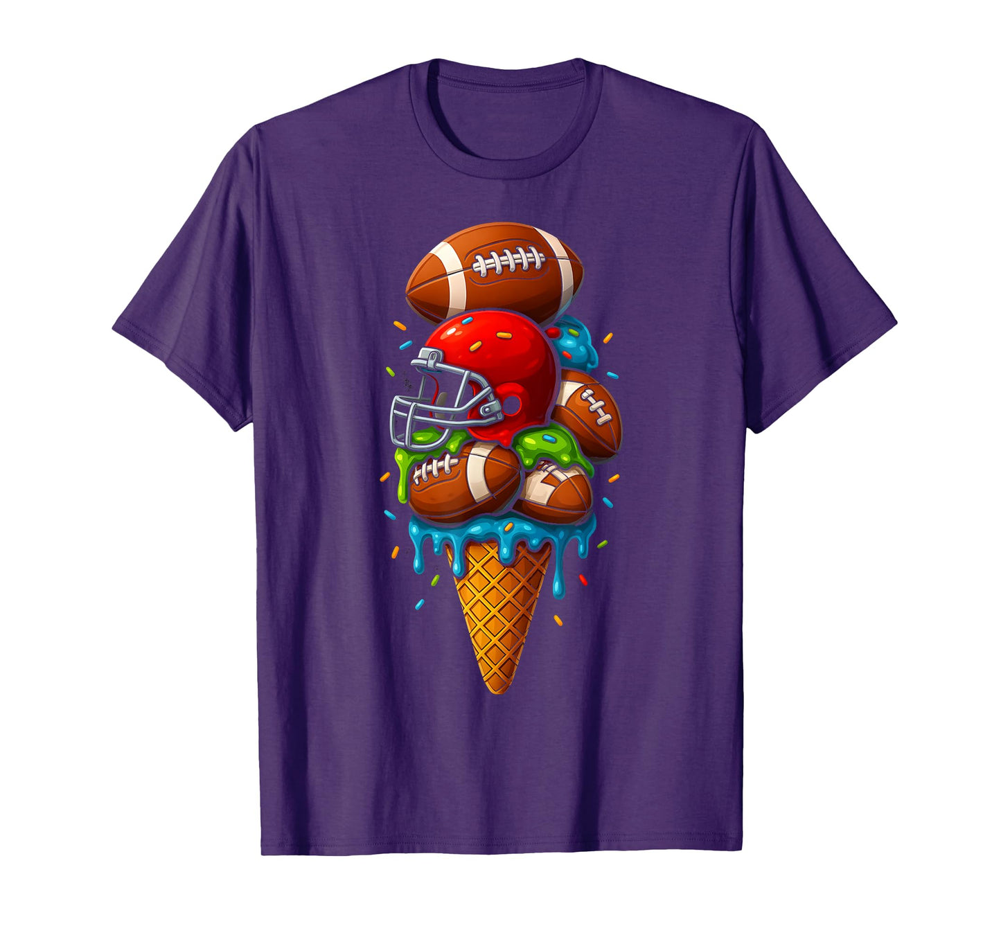 Football Ice Cream Drip Boys Football Stuff QB RB Sprinkles T-Shirt