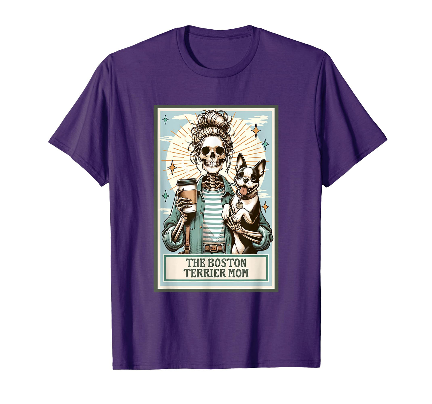 The Boston Terrier Mom Skeleton Gift Spooky Season Halloween T-Shirt