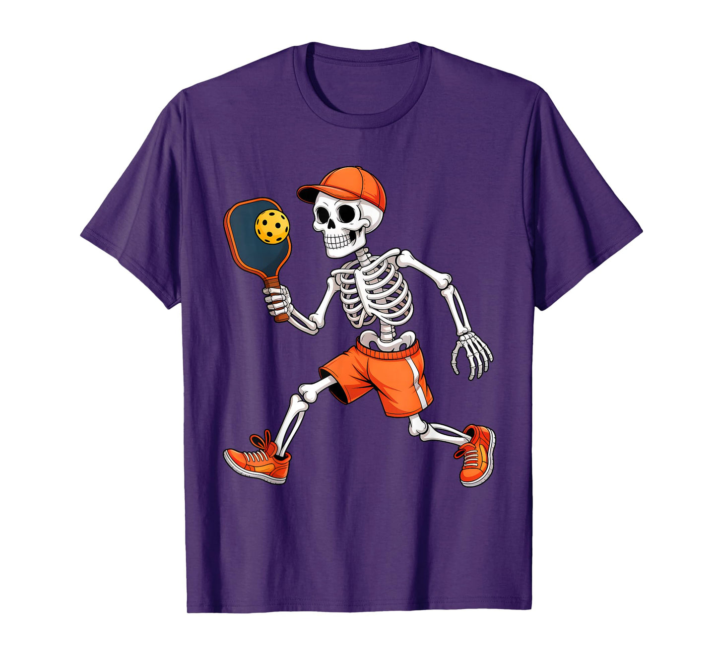Funny Skeleton Play Pickleball Halloween Costume Boys Men T-Shirt