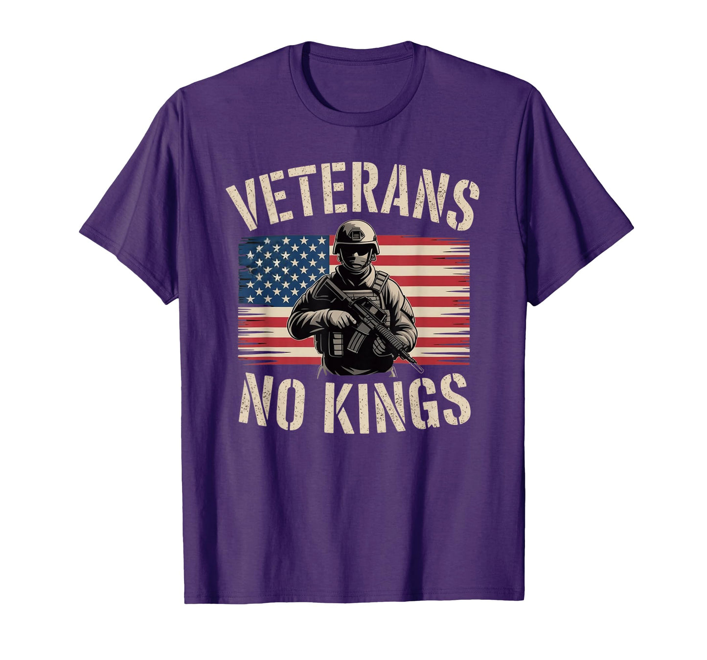 Veterans No Kings Shirt Vintage America Flag Veterans T-Shirt