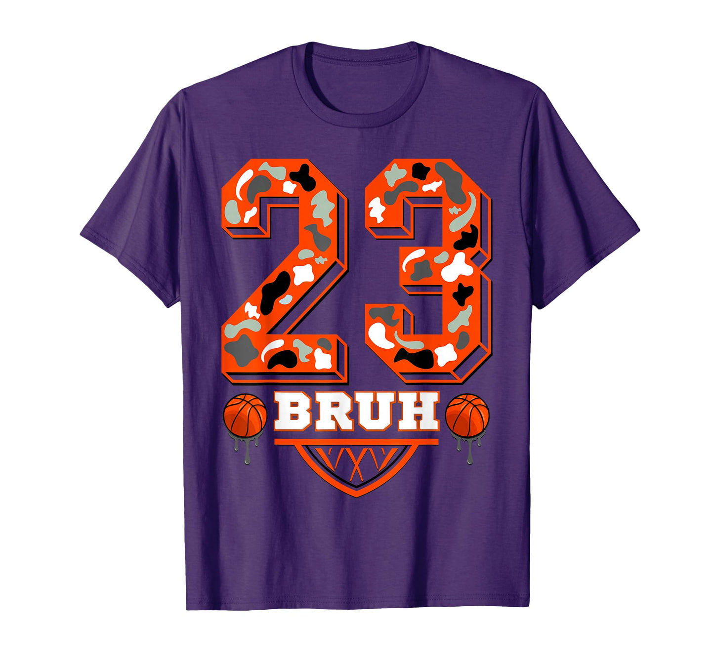 Orange and Grey 23 Basketball Camo T-Shirt