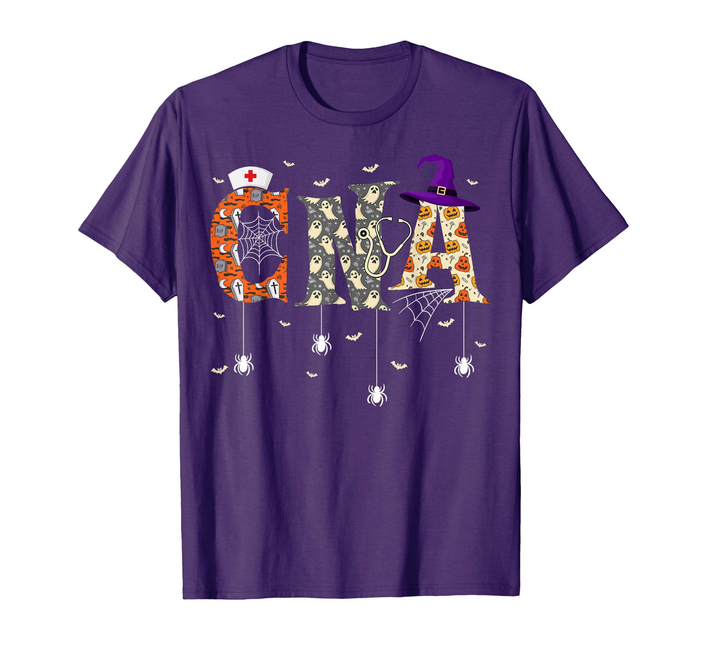 CNA Nurse Skull Witch Hat Spooky Nursing Halloween T-Shirt