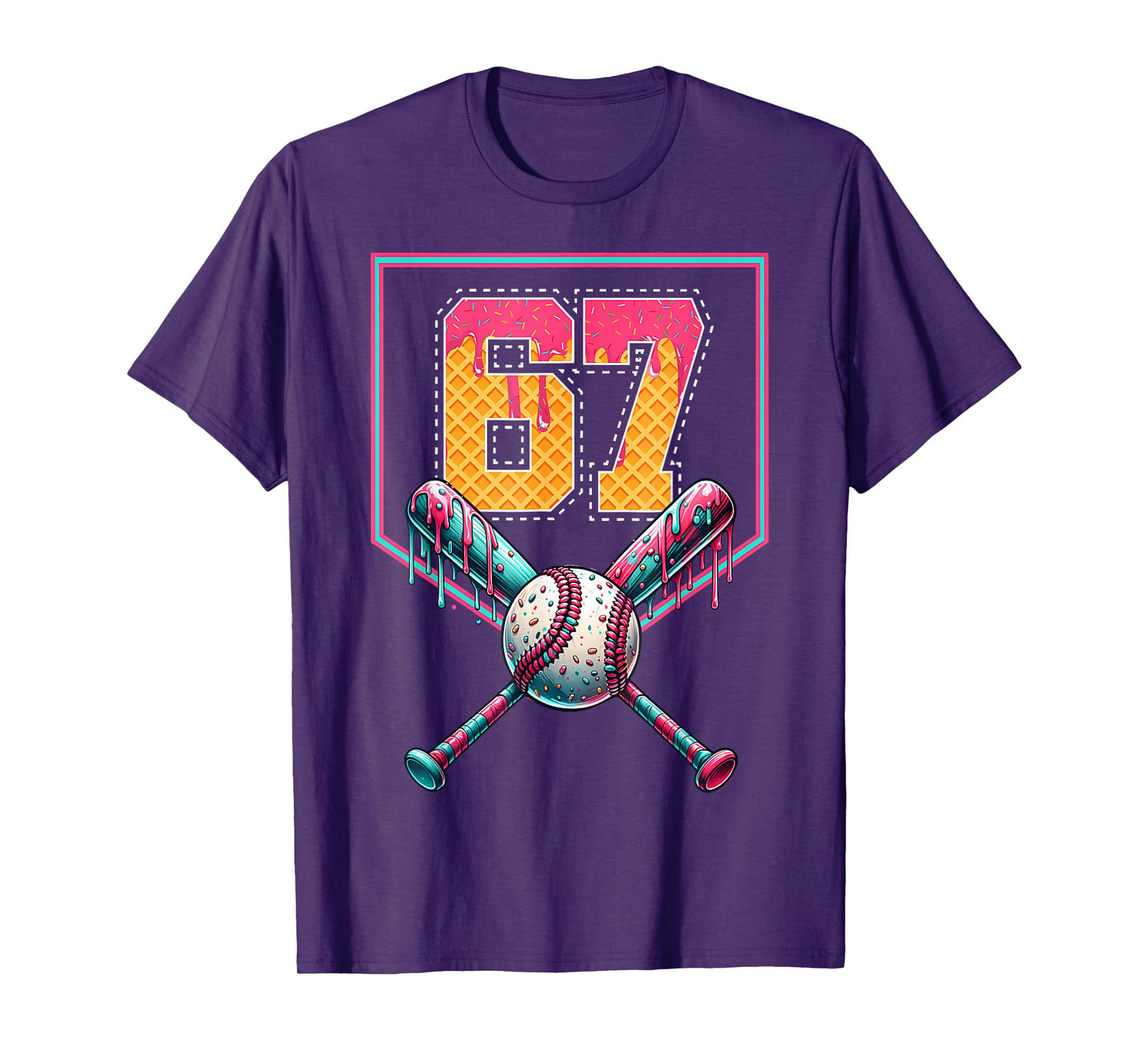 67 Ice Cream Drip Meme Six Seven Gen Alpha Slang Mason Meme T-Shirt