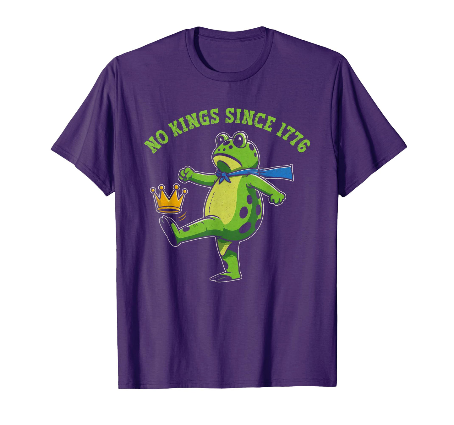 No Kings Since 1776 Portland Frog Kicking Crown Retro T-Shirt